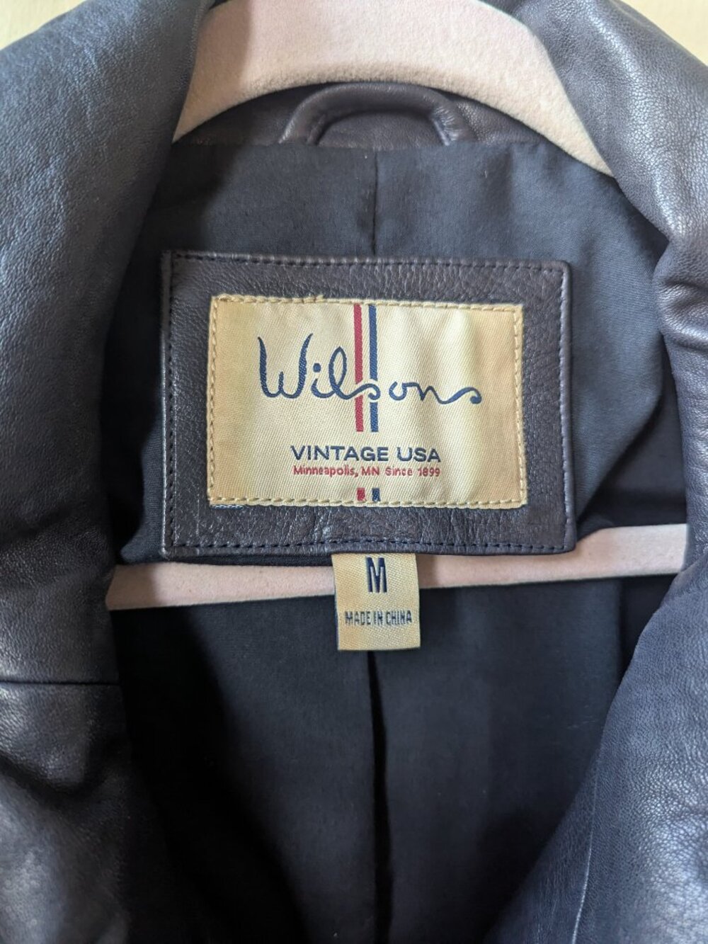 Wilson's Navy Blue Womens Size M Vintage Looking Leather Jacket - Picture 7 of 16